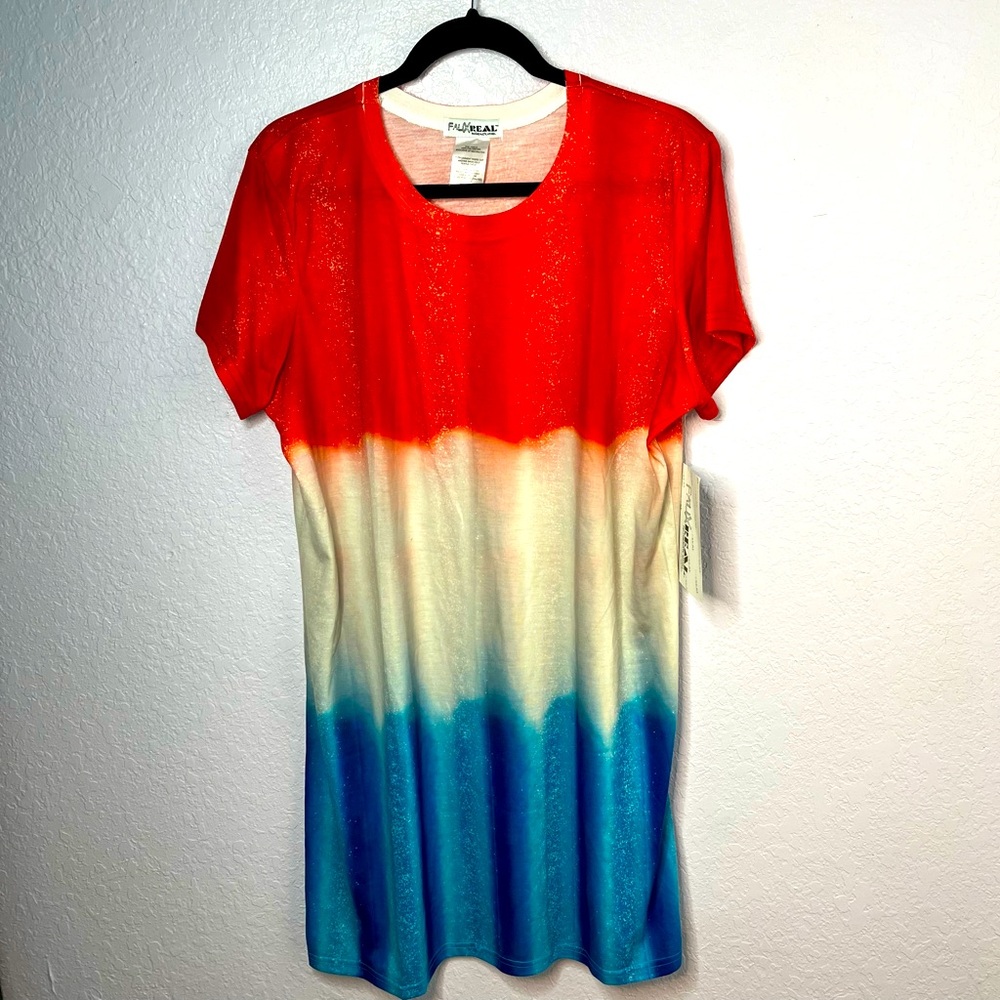 Faux Real Lightweight Firecracker Multi Color Dress Size XL New!